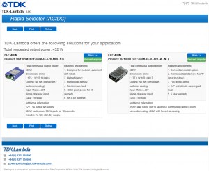 TDK-Lambda Rapid Selector